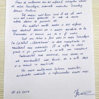 Благодарственное письмо отделению токсикологии МКБ «Sfânta Treime»